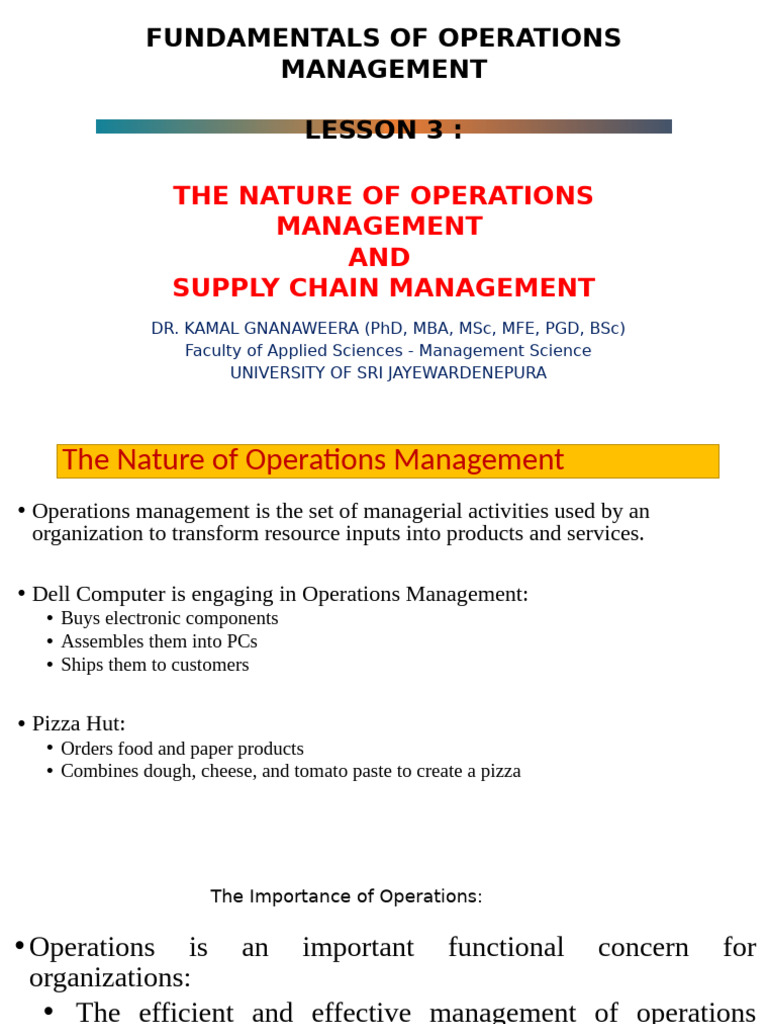 Operations Management & Supply Chain Basics | PDF | Supply Chain ...