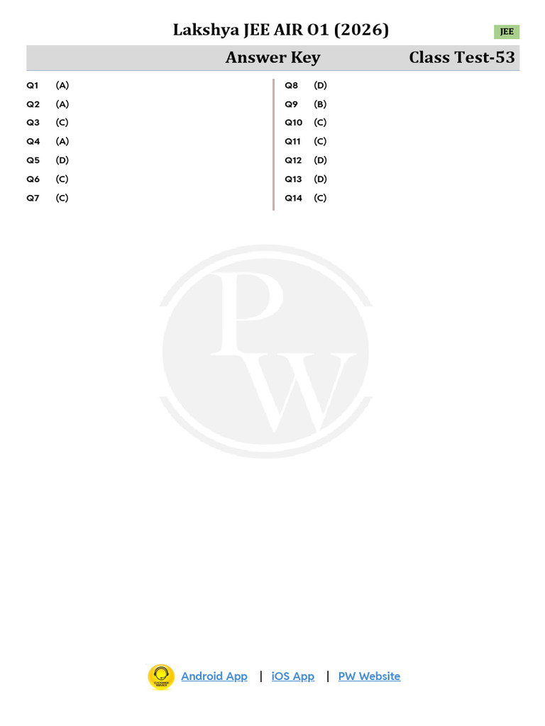 JEE Answer Key and Solutions 2026 | PDF | Physical Chemistry ...