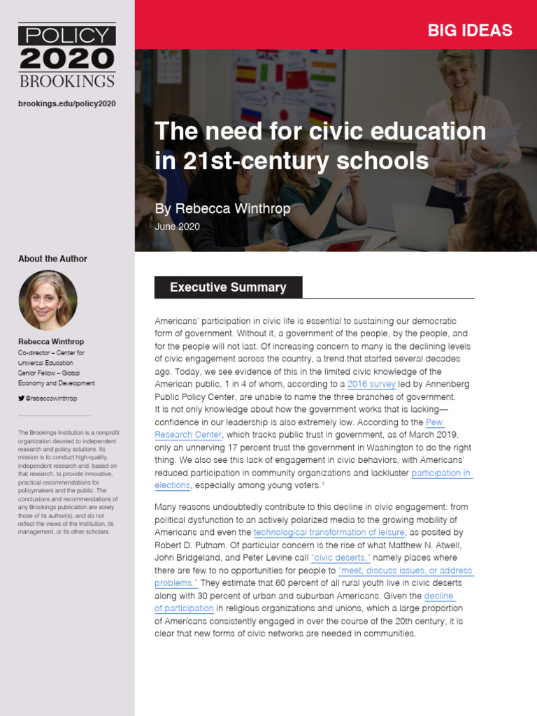 Reviving Civic Education in Schools | PDF | Learning | Civic Engagement