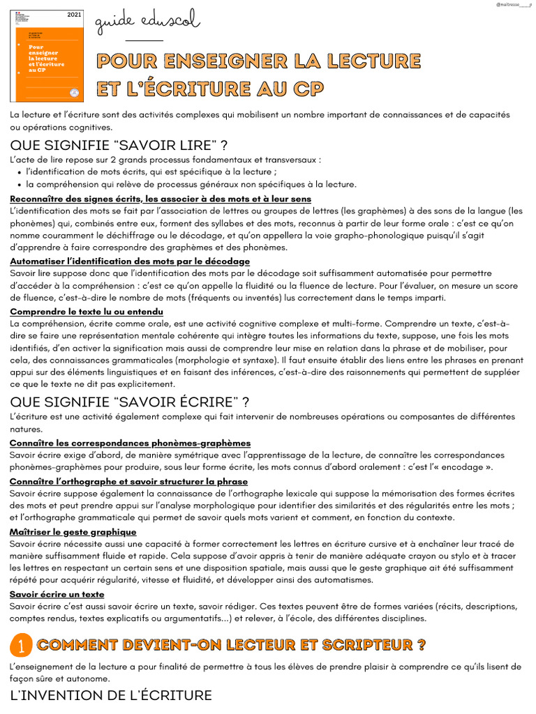 Enseigner lecture et écriture au CP | PDF | Dyslexie | Syllabe