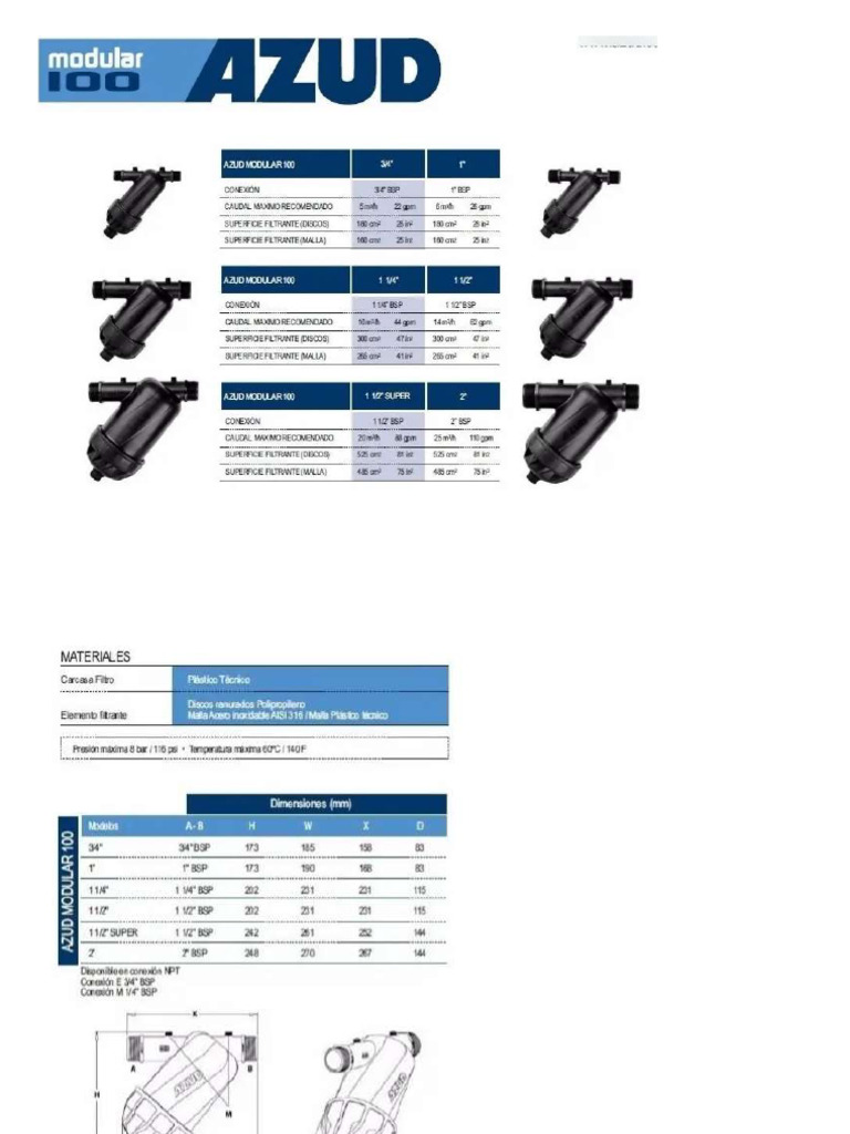 Datasheet Filtro Linha - Azud | PDF
