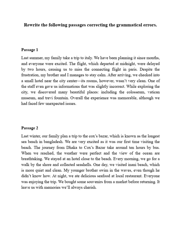 Correcting Grammatical Errors in Passages | PDF