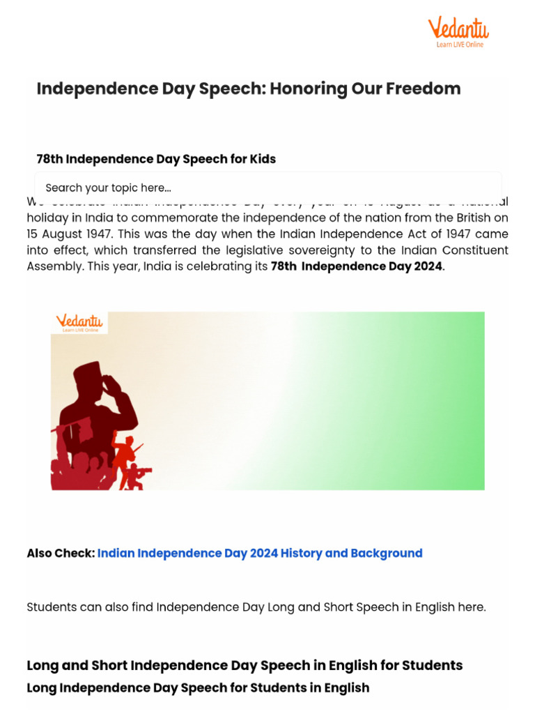 Independence Day Speech - Honoring Our Freedom | PDF