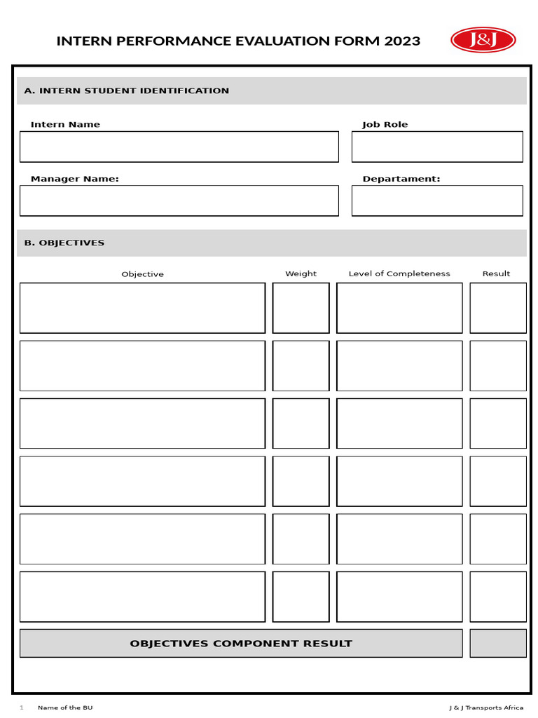 2023 Intern Performance Evaluation Form | PDF | Performance Appraisal ...