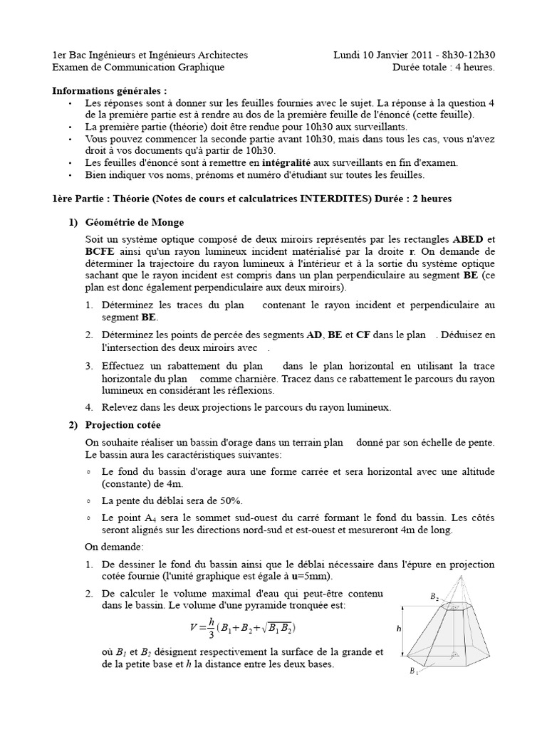 Examen Communication Graphique Bac 1 | PDF | Perspective ...