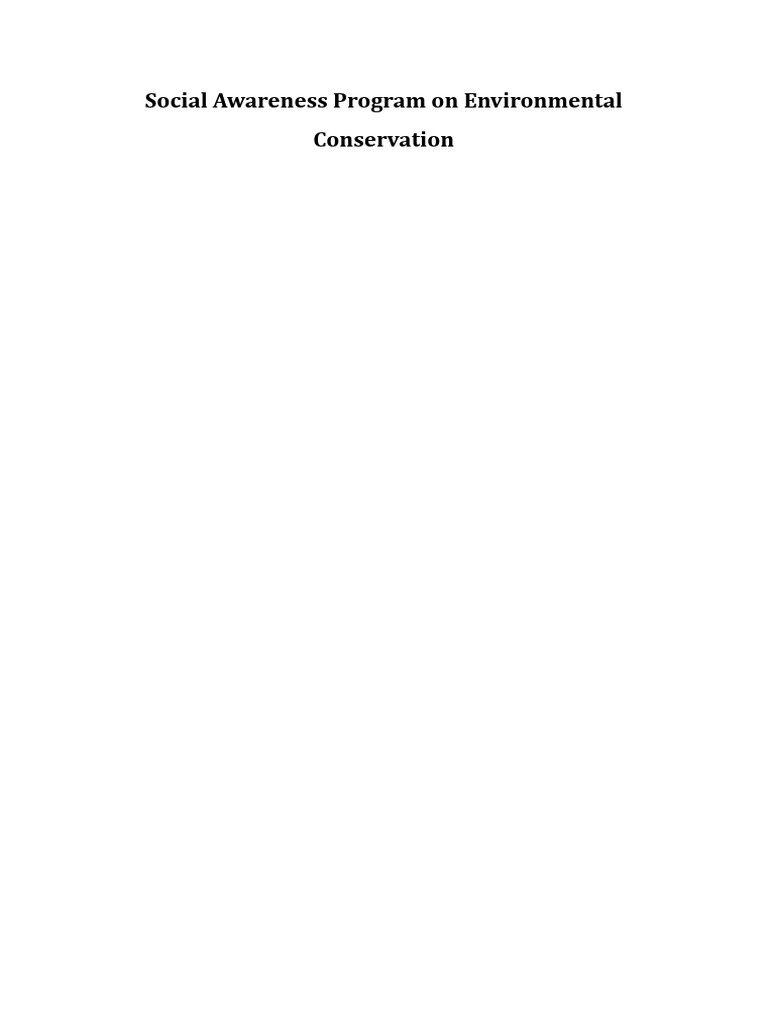 Environmental Conservation Awareness Program | PDF | Social Exclusion ...