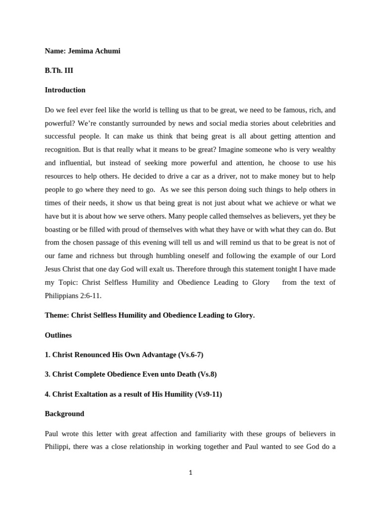 Christ's Humility and Obedience Explained | PDF | Epistle To The ...