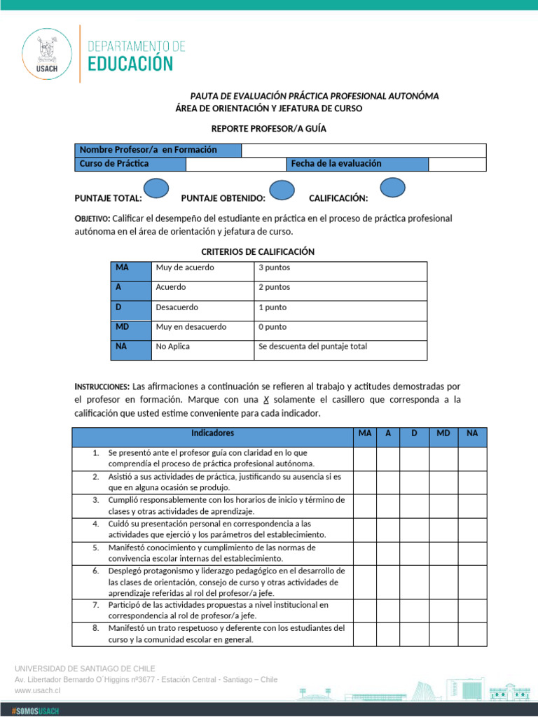 Pauta Evaluación de Proceso, Profesor Guía | PDF | Maestros | Aprendizaje
