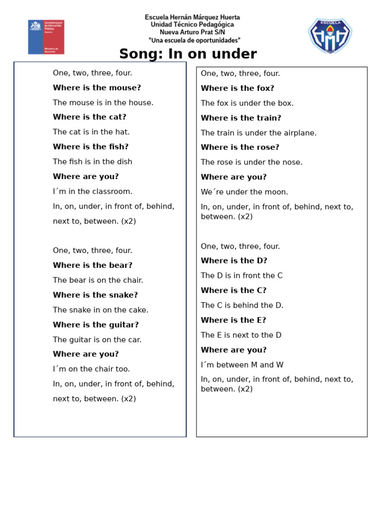 Children's Song About Locations | PDF