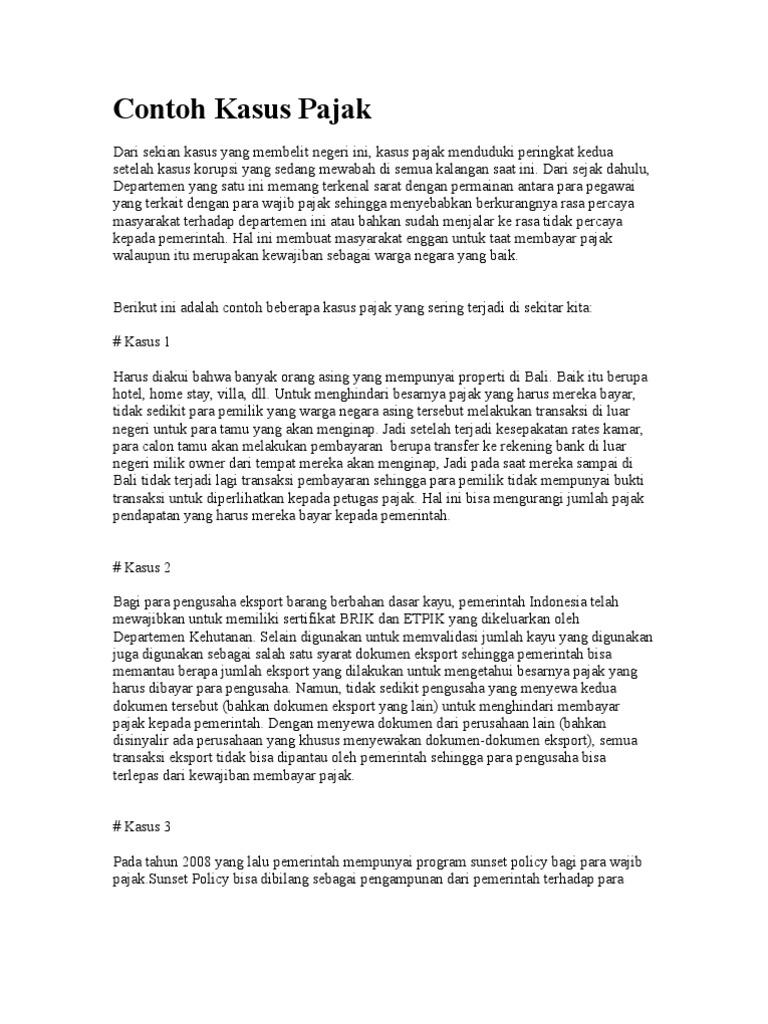 Contoh Kasus Pajak