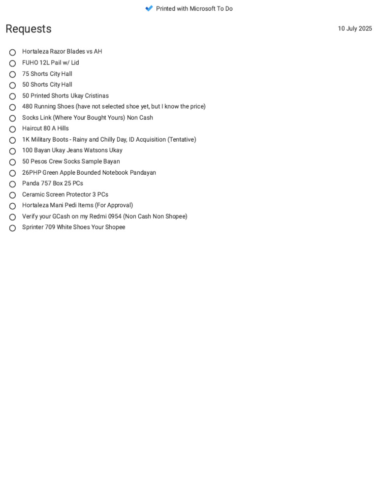 Requests From To Do 071025 1451 Hours | PDF