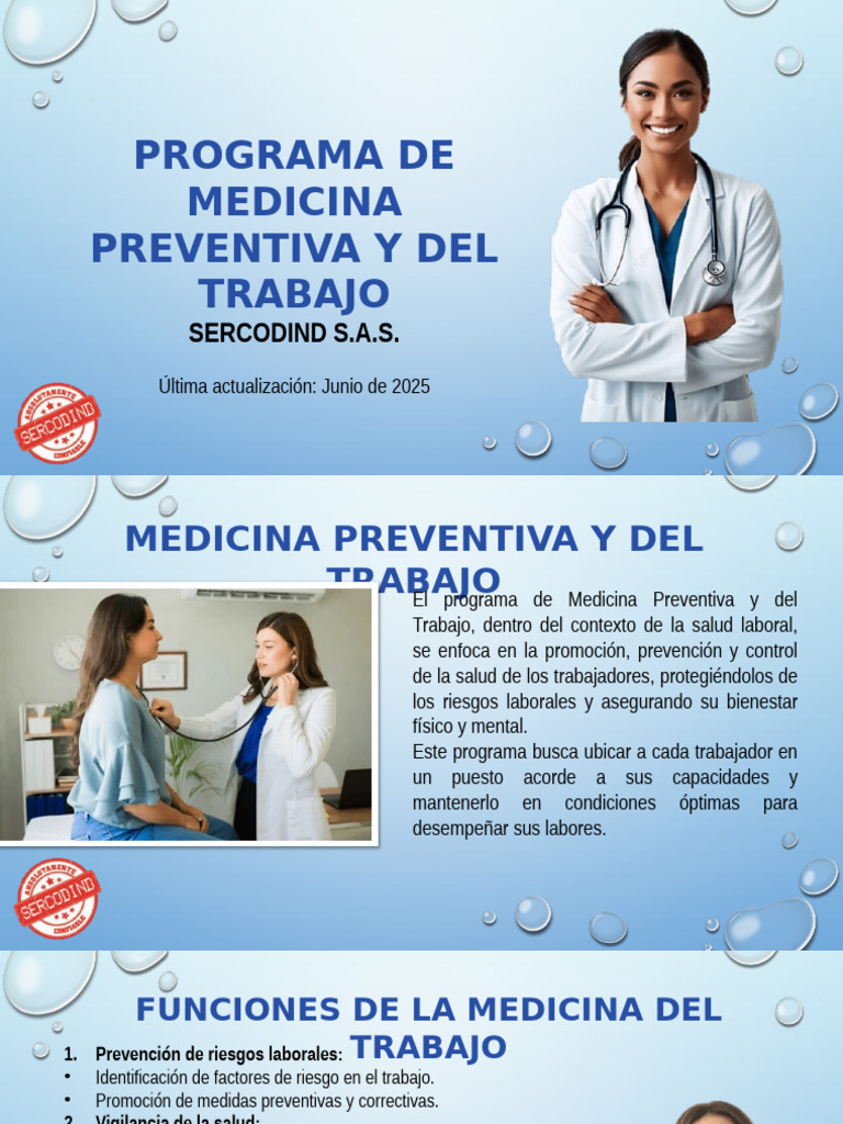 Programa de Medicina Preventiva Laboral | PDF | Seguridad y salud ...