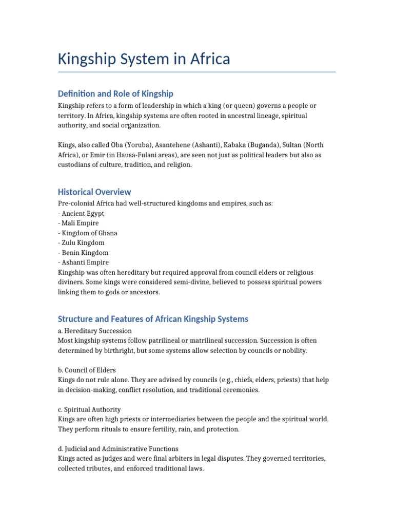 African Kingship Systems Explained | PDF | Africa | Monarchy