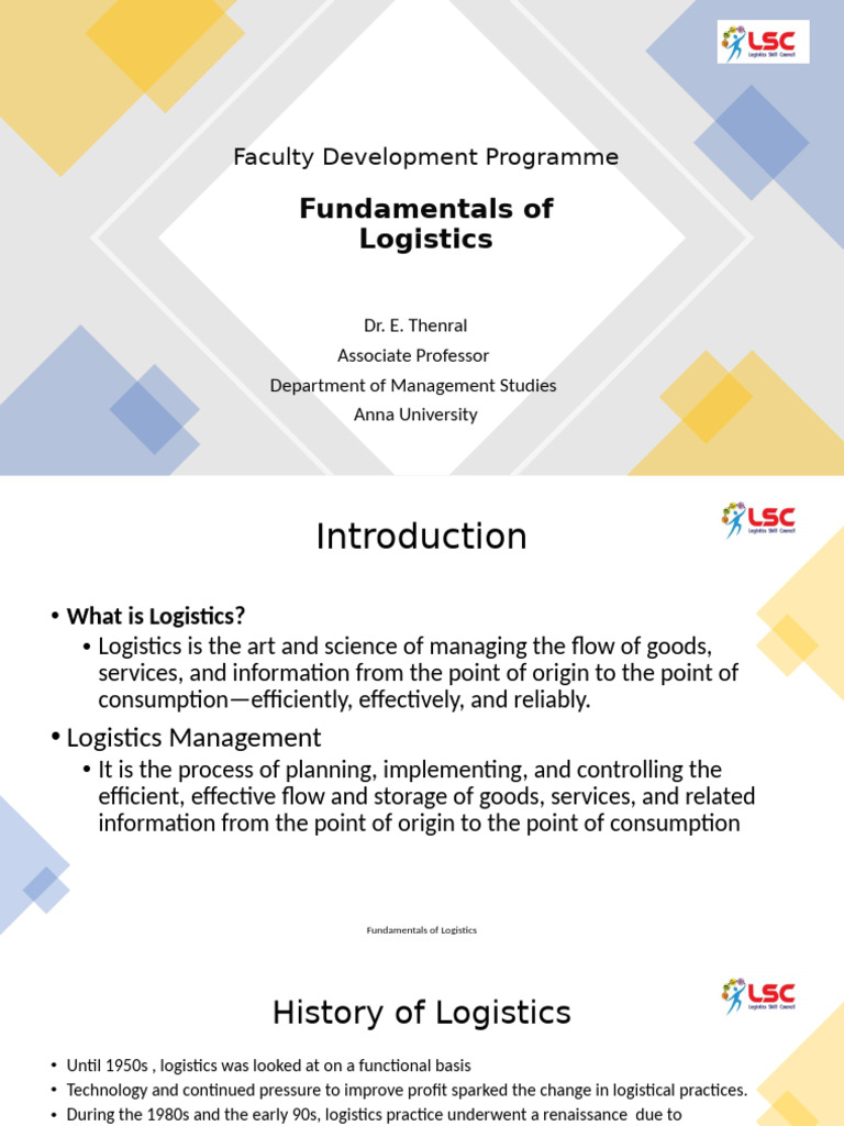 Fundamentals of Logistics Overview | PDF | Logistics | E Commerce