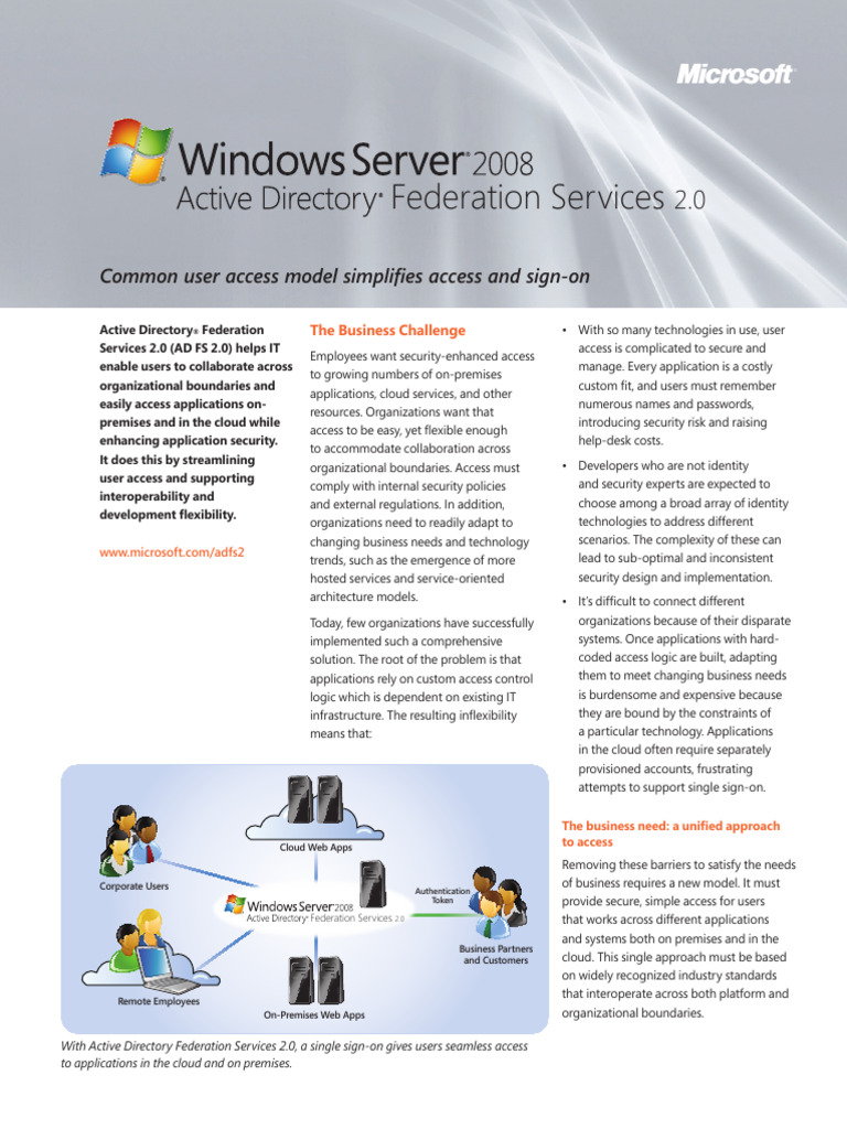 AD FS Datasheet - 042110 FINAL | PDF | Active Directory | Cloud Computing