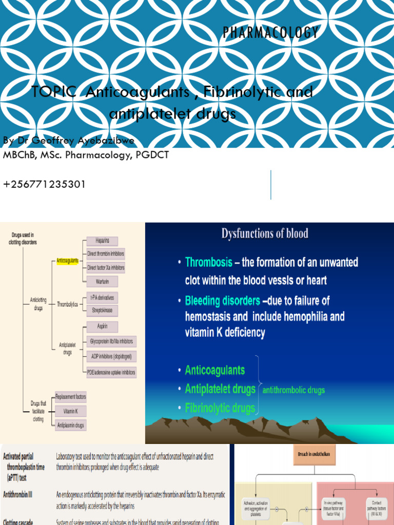 5 Pharmacology of Blood Antiplatelet | PDF | Coagulation | Platelet