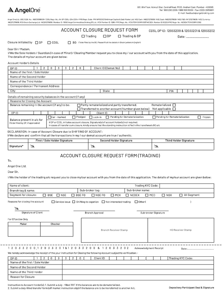 Account Closure Cum Transfer Form | PDF