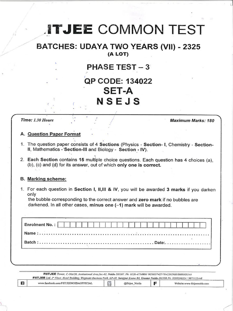QP Fitjee Viii | PDF