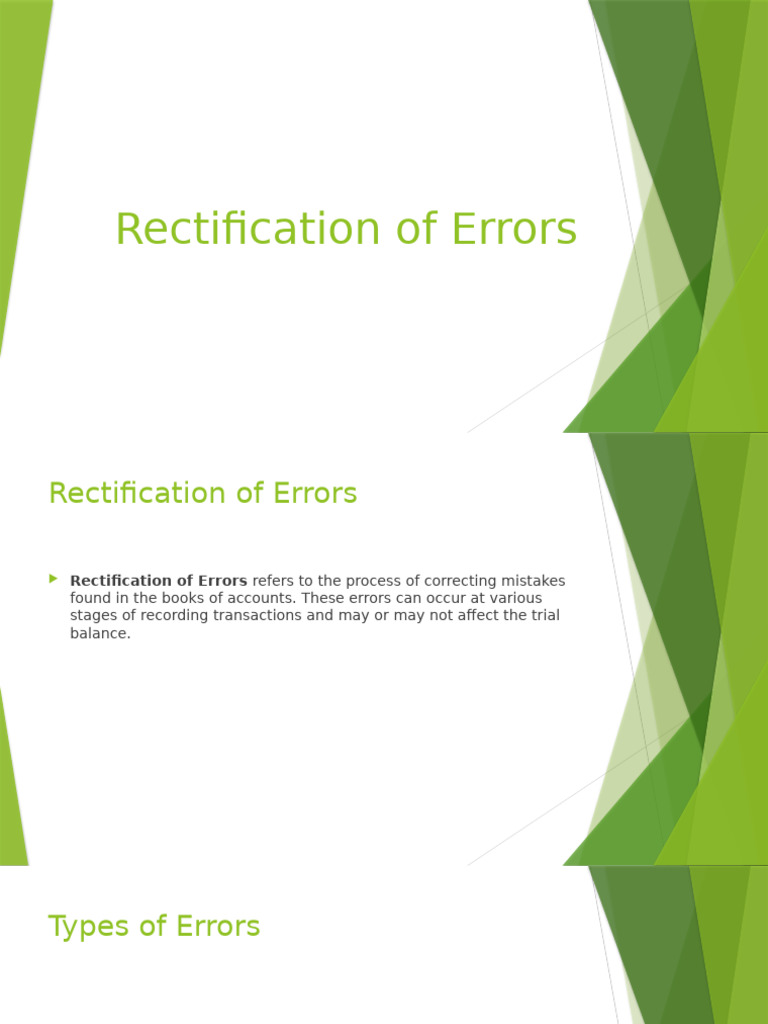 UNIT 3-Rectification of Errors | PDF