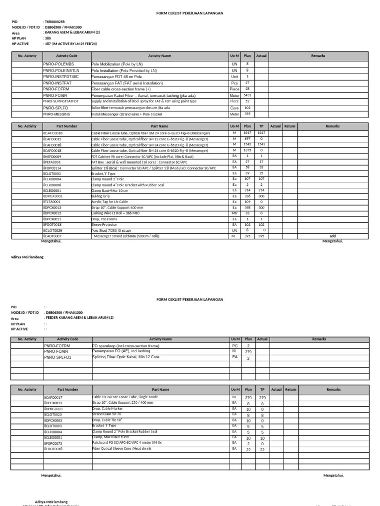 Baut Connector and Fiber Installation Checklist | PDF | Optical Fiber ...