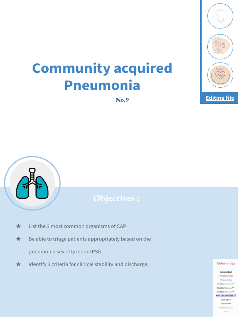 Community Acquired Pneumonia Overview | PDF | Pneumonia | Respiratory Tract