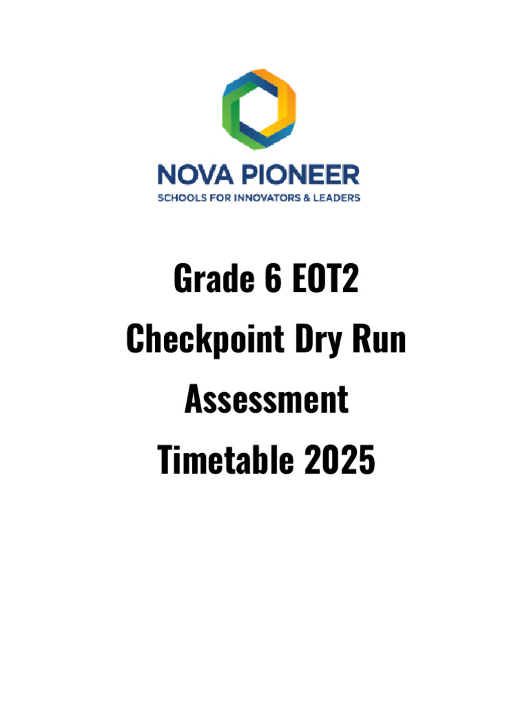 Updated Checkpoint Dry Run Examination Timetable 2025 Grade 6 | PDF