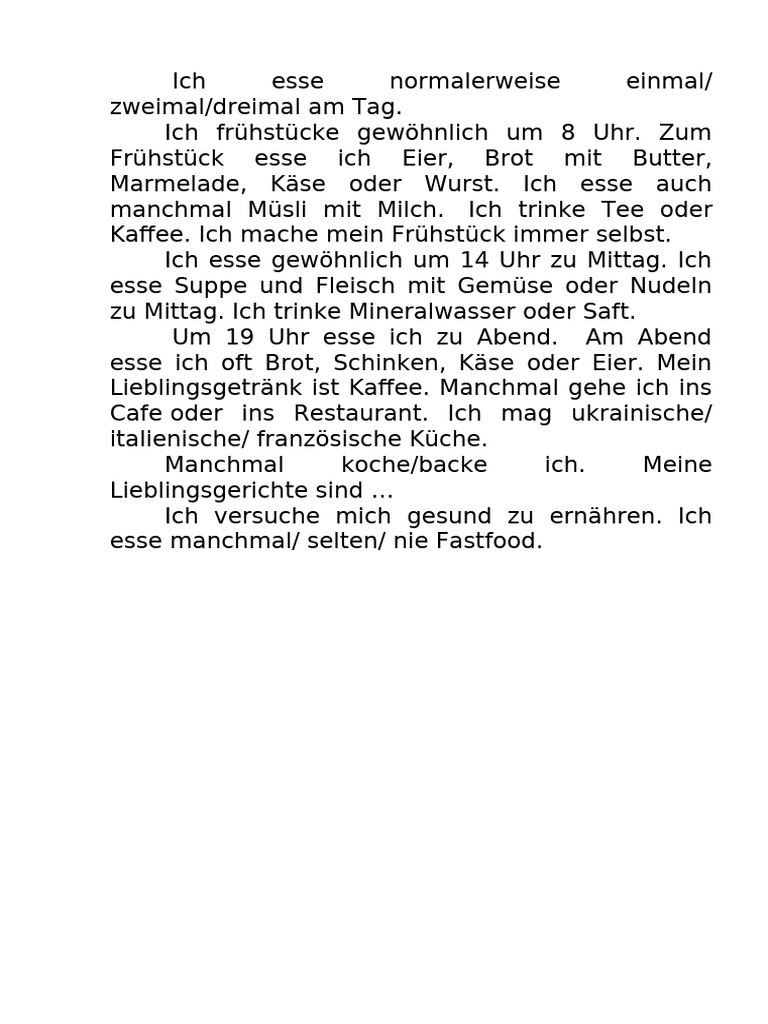 Ich Esse Normalerweise Einmal | PDF
