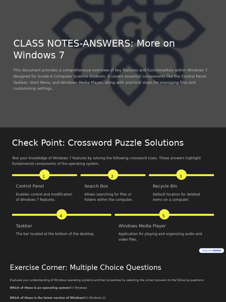 Windows 7 Features for Grade 6 Students | PDF | Operating System ...