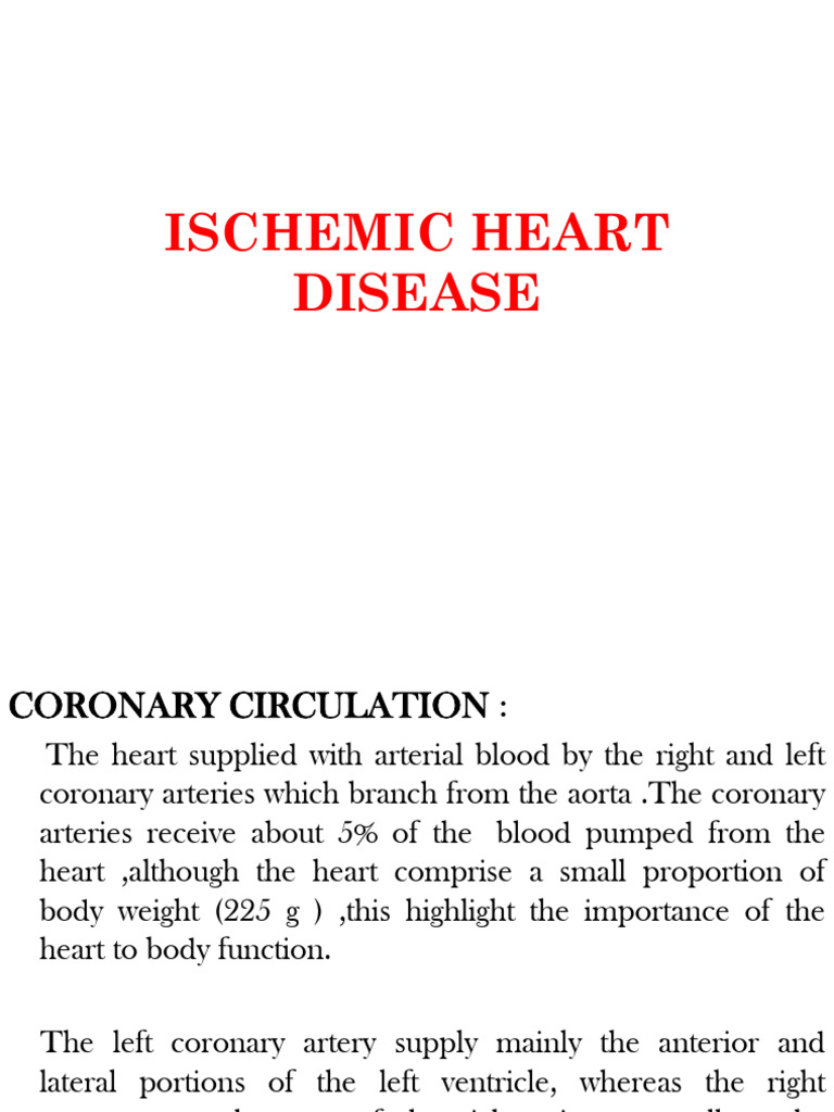 Ischemic Heart Disease Overview | PDF | Coronary Artery Disease ...