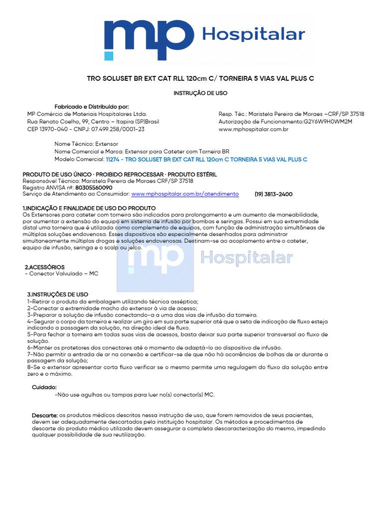Extensor para Cateter com Torneira 5 Vias | PDF