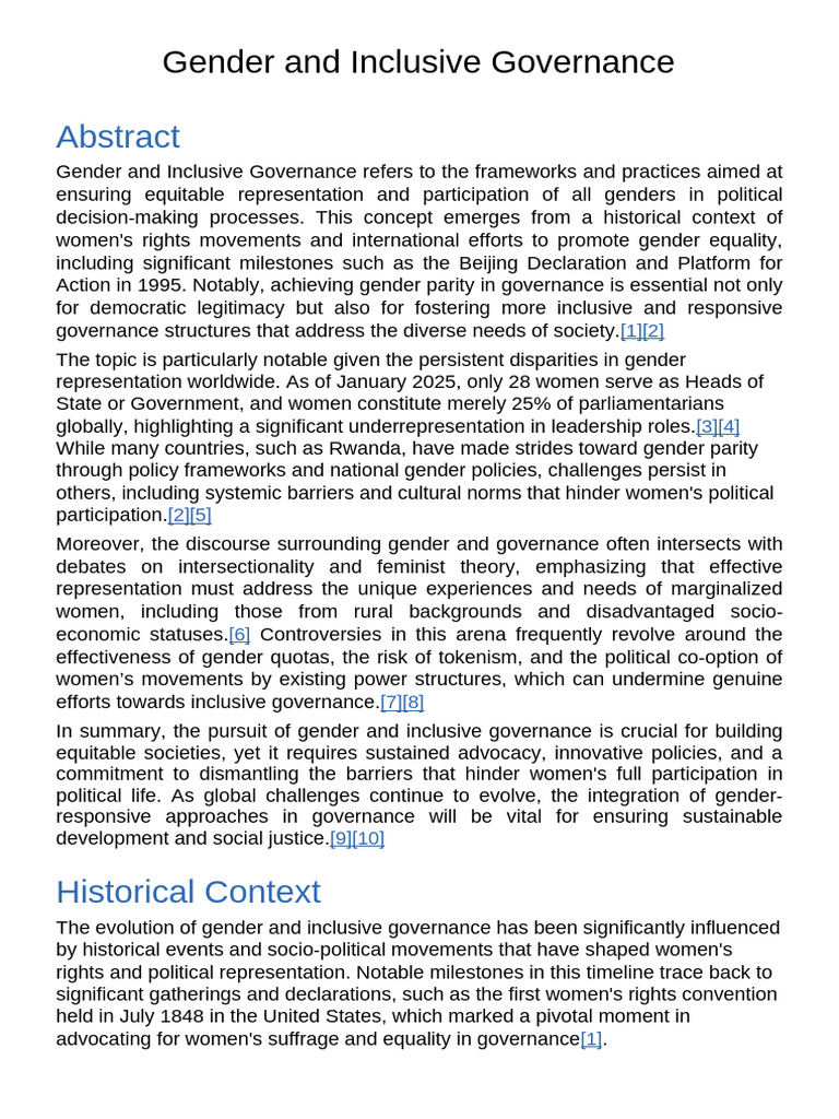 Gender and Inclusive Governance Insights | PDF | Governance | Social ...