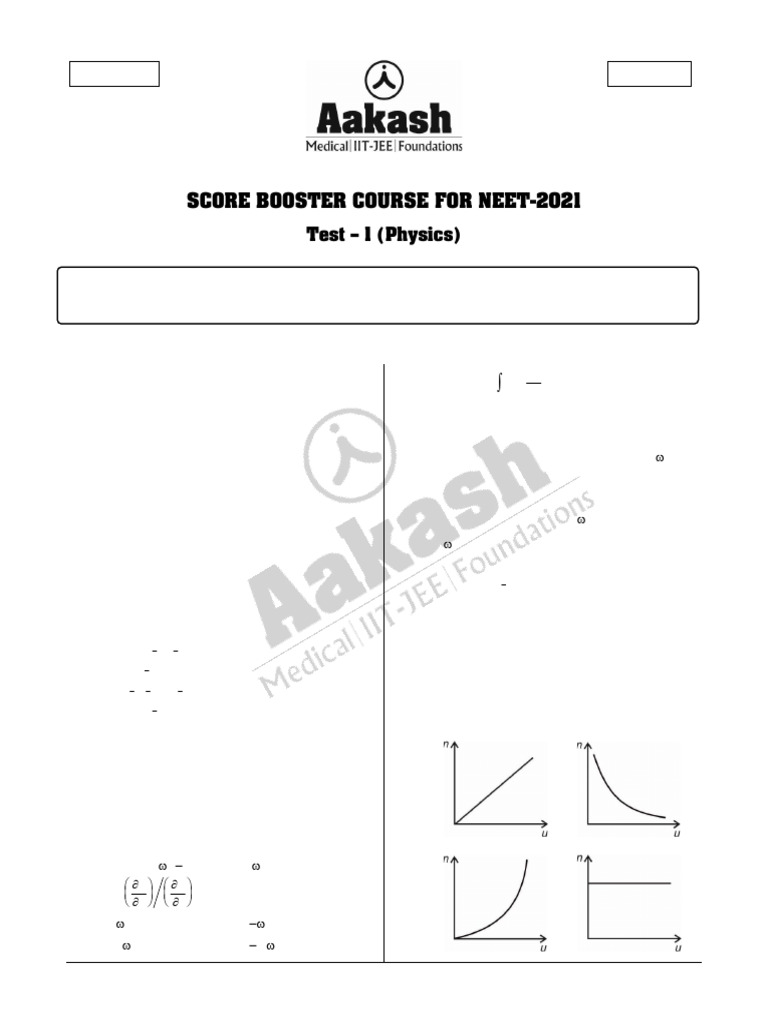 Score Booster Course Test-1 Code-A1!17!02-2021 | PDF | Acceleration ...