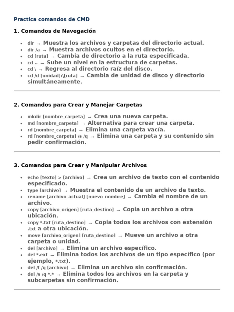 Comandos CMD Esenciales para Windows | PDF | Archivo de computadora ...
