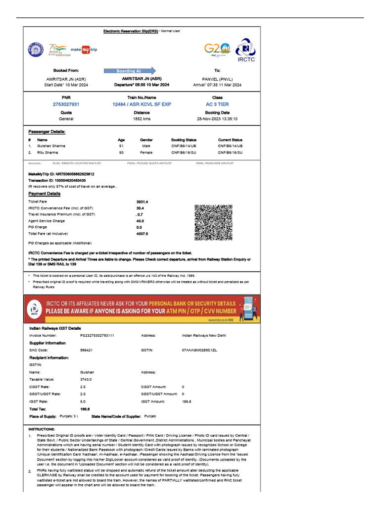 NR7508058862623812 ETicket | PDF | Identity Document | Payments