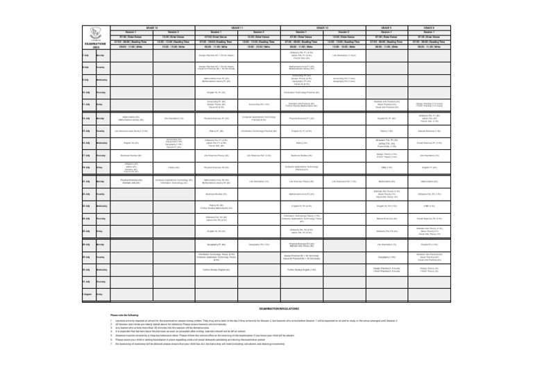 2025 Grade 9 Exam Schedule and Rules | PDF