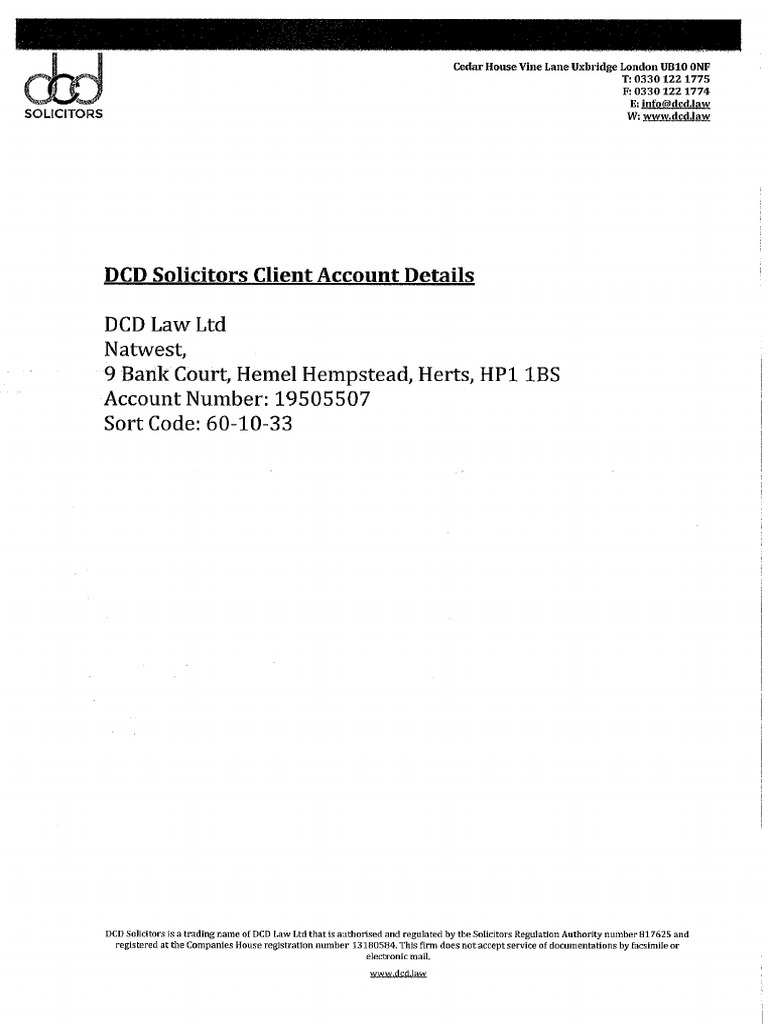 Client Account Details DCD | PDF