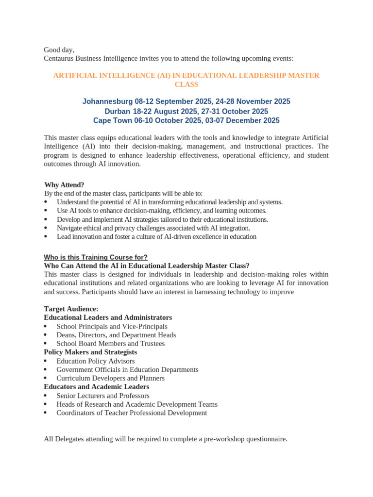 AI Master Class for Educational Leaders | PDF | Artificial Intelligence ...