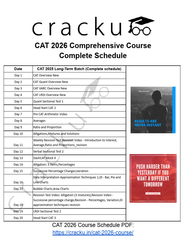 CAT 2026 Course Schedule Overview | PDF | Triangle | Area
