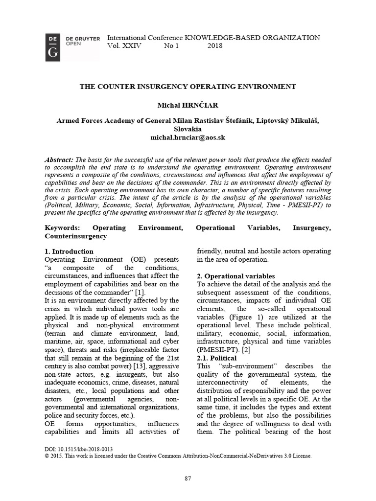 Counterinsurgency Operating Environment Analysis | PDF | Insurgency ...