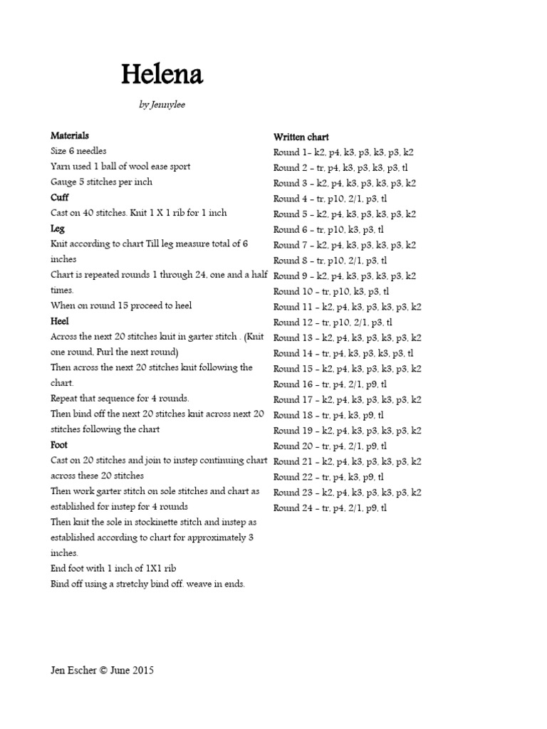 Helena | PDF | Knitting | Textile Arts