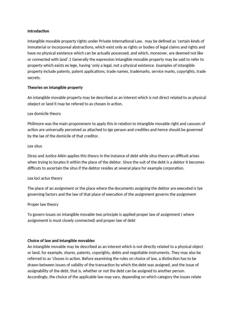 Intangible Movable Property Rights Explained | PDF | Assignment (Law ...