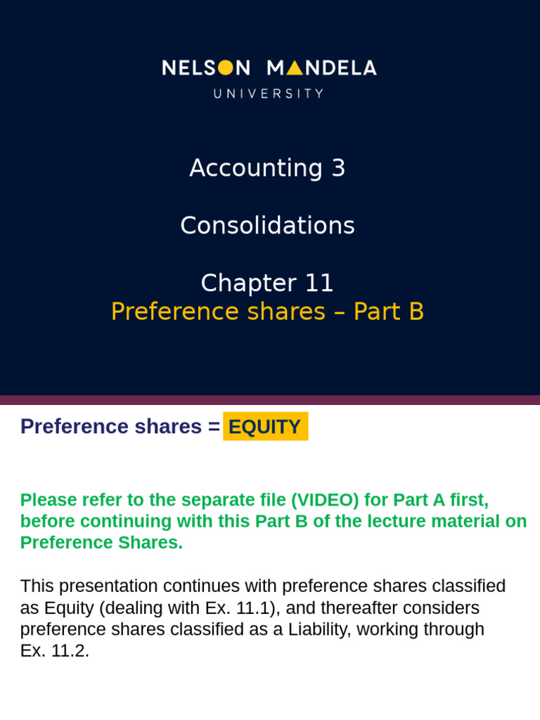 Acc 3 - Consols CH 11 - Part B | PDF | Dividend | Preferred Stock