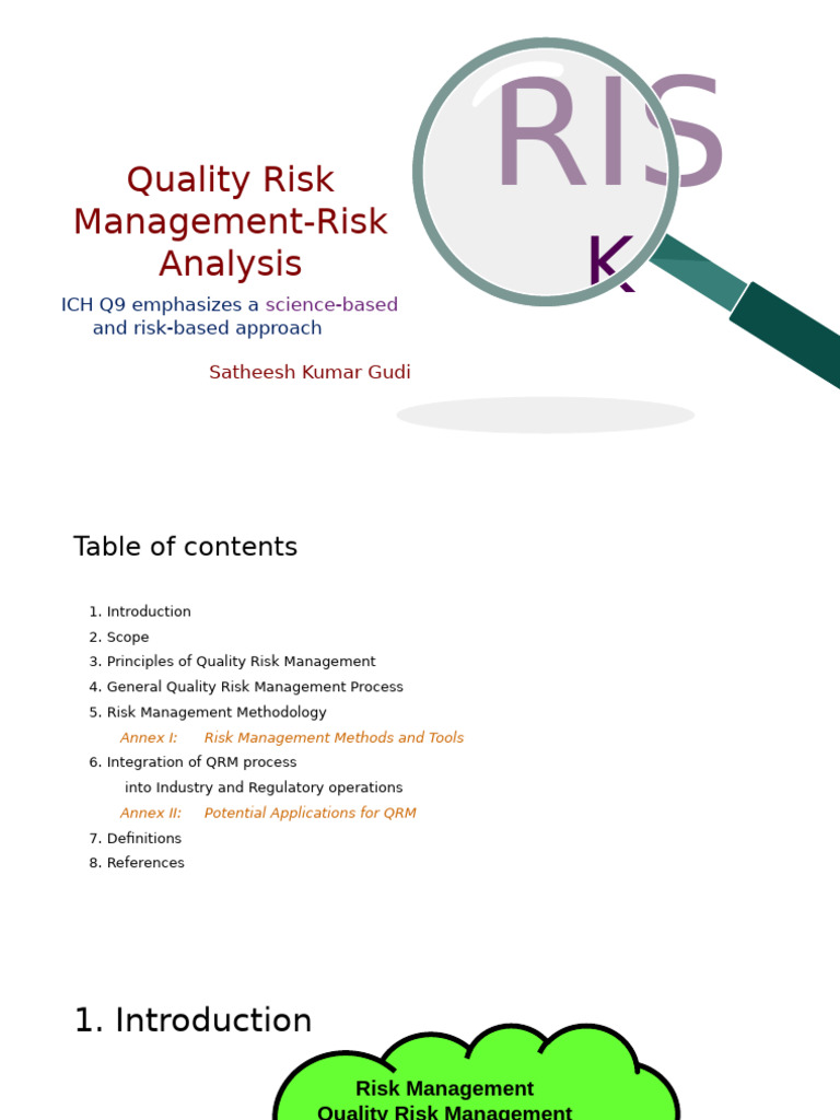 ICH Q9 Quality Risk Management Overview | PDF | Risk | Risk Management
