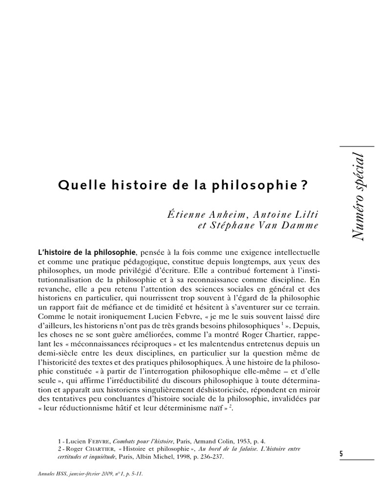 Histoire de la philosophie : enjeux et débats | PDF | Science ...