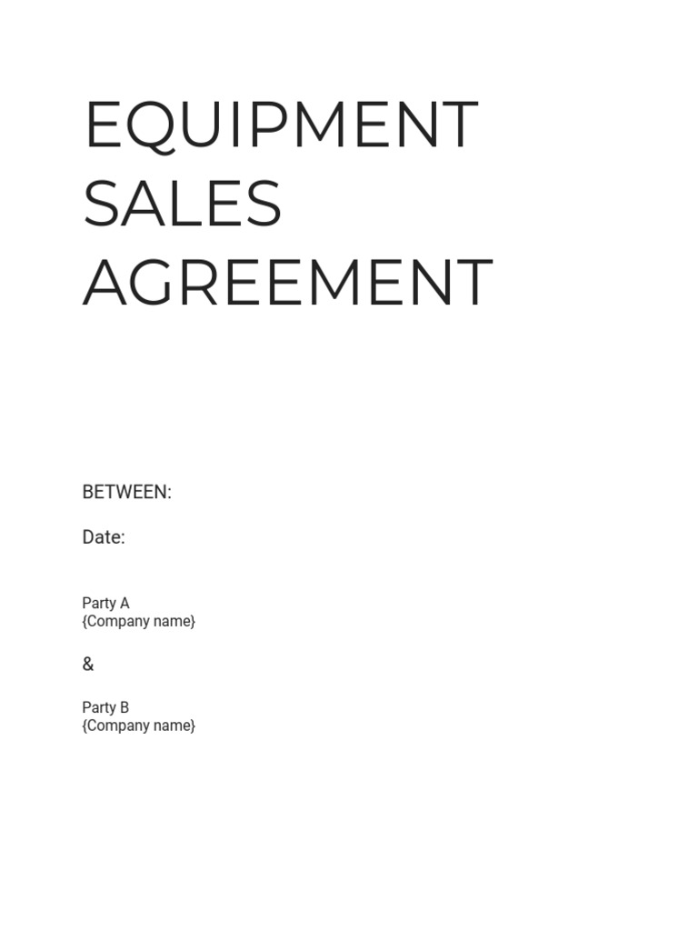 Equipment Sales Agreement Template | PDF | Legal Liability | Arbitration