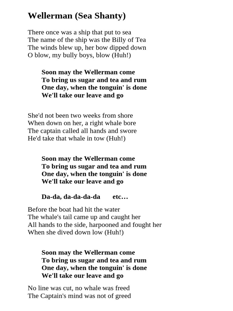 Wellerman Sea Shanty Lyrics | PDF