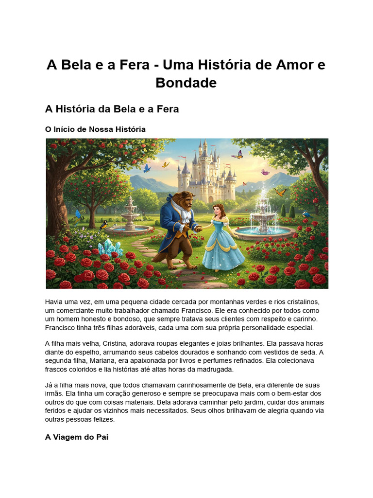 História da Bela e a Fera para Imprimir | PDF | Amor | Castelo