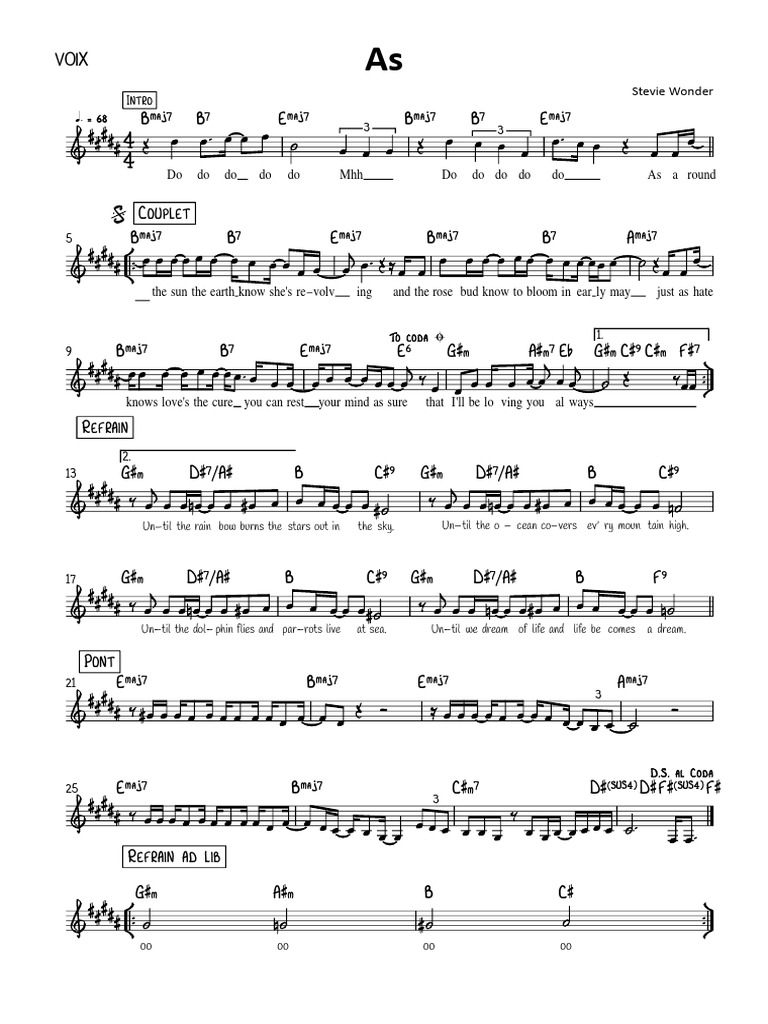 Stevie - Wonder - As Lead Sheet - Voix | PDF