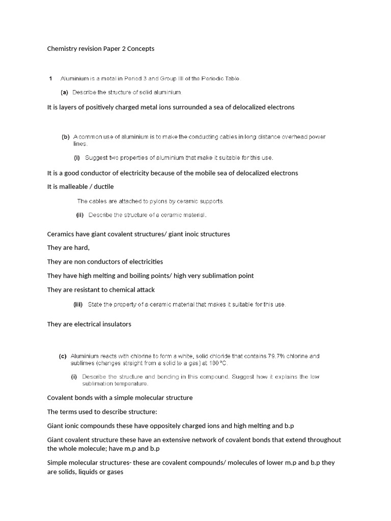 Paper 2 Chemistry Revision Guide | PDF | Molecules | Chemical Compounds
