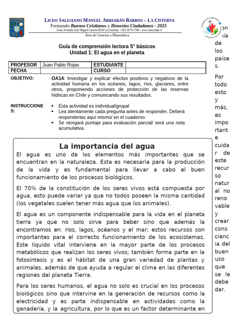 Guía sobre la Importancia del Agua | PDF | Agua | Ciencias de la Tierra